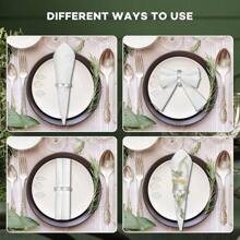 Stainless Steel Napkin Rings Metal Napkin Ring Holders Modern Ring Holder Serviette Buckles Metallic Adornment For Table Settings Kitchen Dinner Party Wedding (Matte Silver Semicircle,10 Pcs)