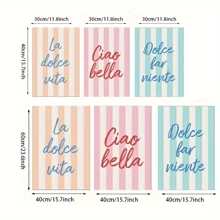 3 件套 Ciao Bella & La Dolce Vita 海报时尚意大利名言帆布艺术墙画现代墙壁装饰适合客厅卧室厨房家庭办公室无框