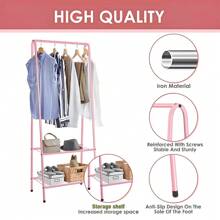 Clothes Rack Heavy Duty Metal Clothes Rack With Shelf Clothes Rack Clothes Rod For Hanging Clothes 60 X 151 Cm - Pink - View 3