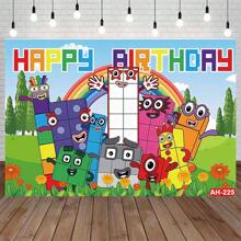Numberblocks Backdrop For Birthday Party Green Number Banner For Birthday Party Decoration - Multicolor - View 1