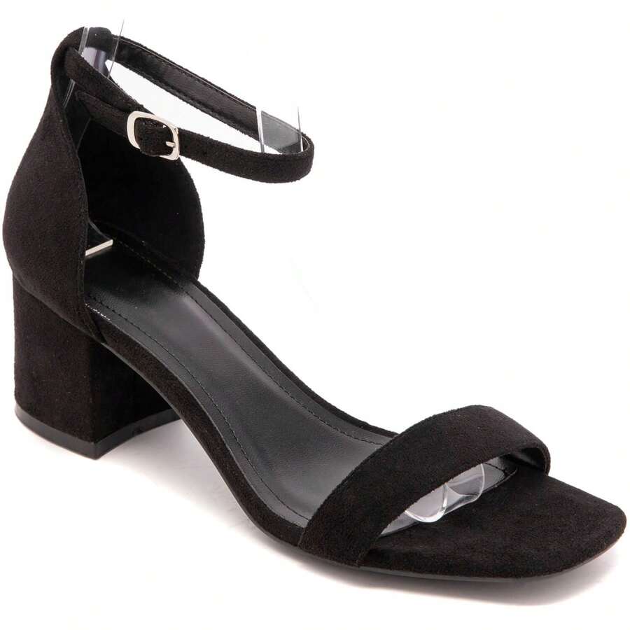 Summer Casual Versatile Minimalist High Heel Sandals - Black - View 1