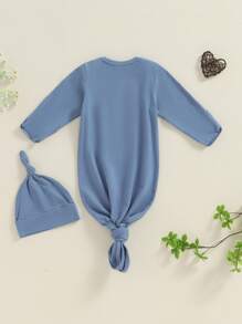 Newborn Sleeper Gown Baby Boy Girl Coming Home Outfit Infant Nightgown Sleeping Bag Sleepwear Pajamas - 藍色 - 查看 3