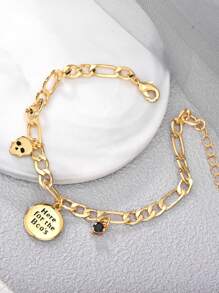 Charm-In 1 件朋克风格手链，精致珠宝，适合日常和派对佩戴，节日礼物，送给朋友的礼物 - 金黃色 - 查看 2