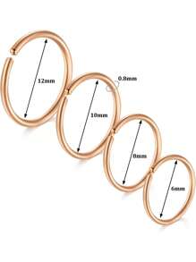 AVYRING 4Pcs Nose Rings Hoops Stainless Steel Earrings Piercing Hoops Jewelry For Men Women,Nose Rings Hoops Snug 22G 20G 18G 16G Stainless Steel Nose Septum Tragus Earring Lip Nostril Piercing Jewelry For Women Men,Diameter 6/8/10/12mm - Multicolor - View 9