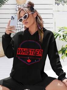 Whistler BC Canada Ski Mountain Bike Paradise Women's Hoodie T-Shirt - 黑色 - 查看 1