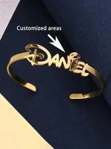 1 Pc Personalized Custom Name Bracelet, Stainless Steel Jewelry Wedding Gift Personalized Creative Simple DIY Letter Name Bracelet, Exquisite, Personalized, Suitable For Friends' Birthdays, Daily Wear, Prom, Mother's Day, Valentine's Day, Graduation Ceremony, Wedding Valentine's Day, Very Memorable