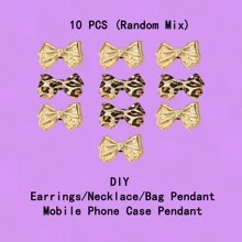 Fashionable & Minimalist Gold/Leopard Print Butterfly DIY Decor (Random Mixed), Suitable For Making Women's Earrings, Necklaces, Phone Cases, Bags, Pendants, And Other Accessories, Ideal For Holiday Gifts Like Mother's Day, Halloween, Christmas, Valentine's Day, New Year, Charming Jewelry Making Materials - Multicolor - View 13