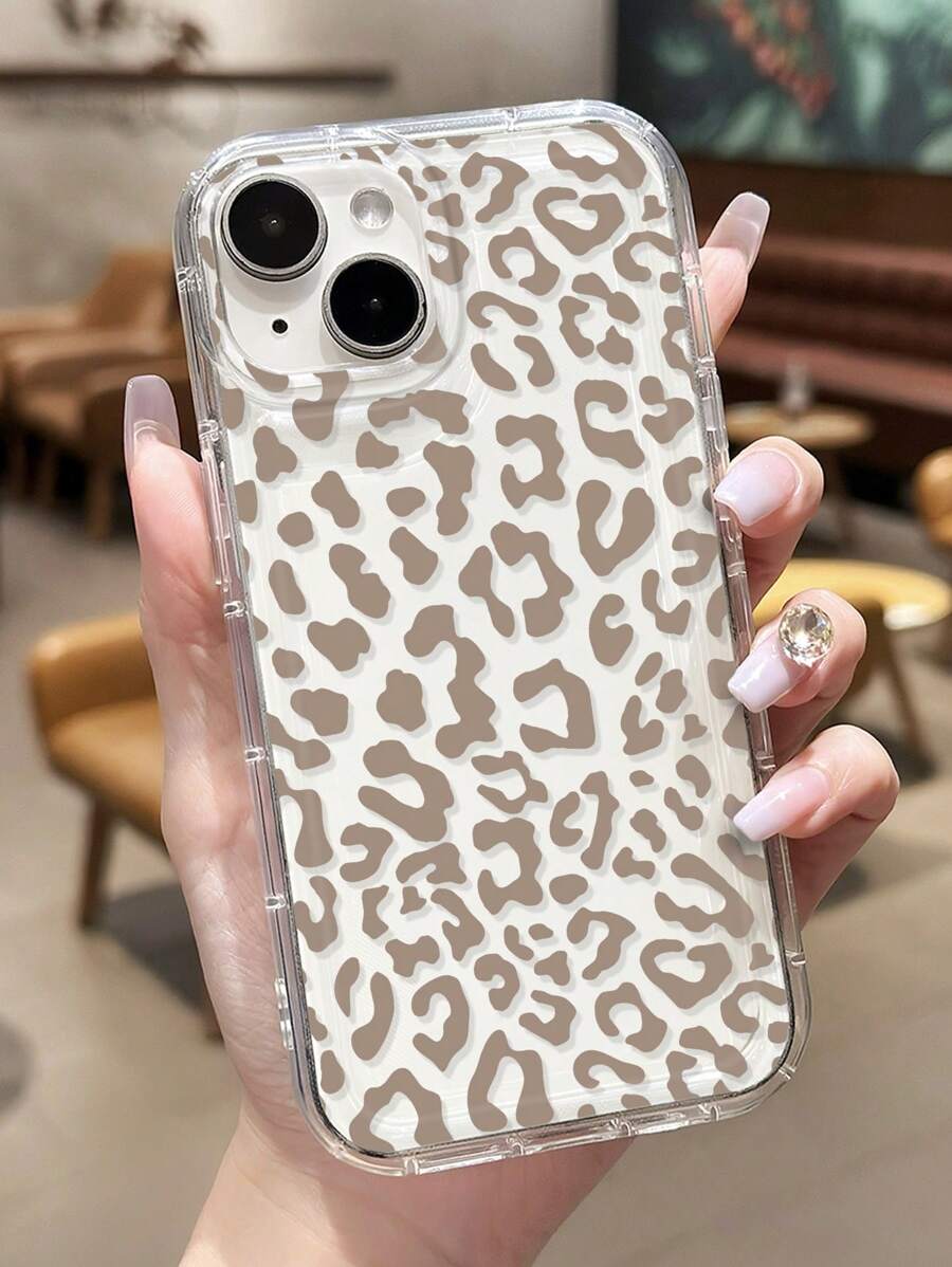 1pc Minimalist Classic Leopard Print Cat Eye Vintage White Full Coverage Phone Case Compatible With IPhone 11/12/13/14/15 Pro Max