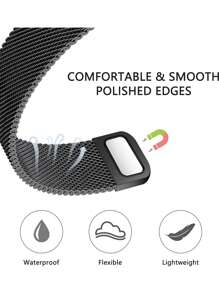 1条男女通用时尚黑色米兰尼斯表带，兼容 44mm、40mm、41mm、45mm、42mm、46mm、38mm、Ultra 3、2、1、49mm，磁吸式不锈钢表带，奢华表带，兼容Series 11、10、9、8、7、SE、6、5、4、3、2、1，时尚智能手表表带 - 黑色 - 查看 5