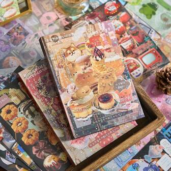 45 张/册日式切割铝箔贴纸，适用于 DIY 剪贴簿、规划师装饰、学校用品、返校