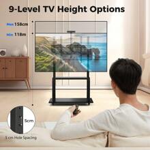 Mobile TV Stand Rolling TV Cart Adjustable Media Console Cart - Black - View 9