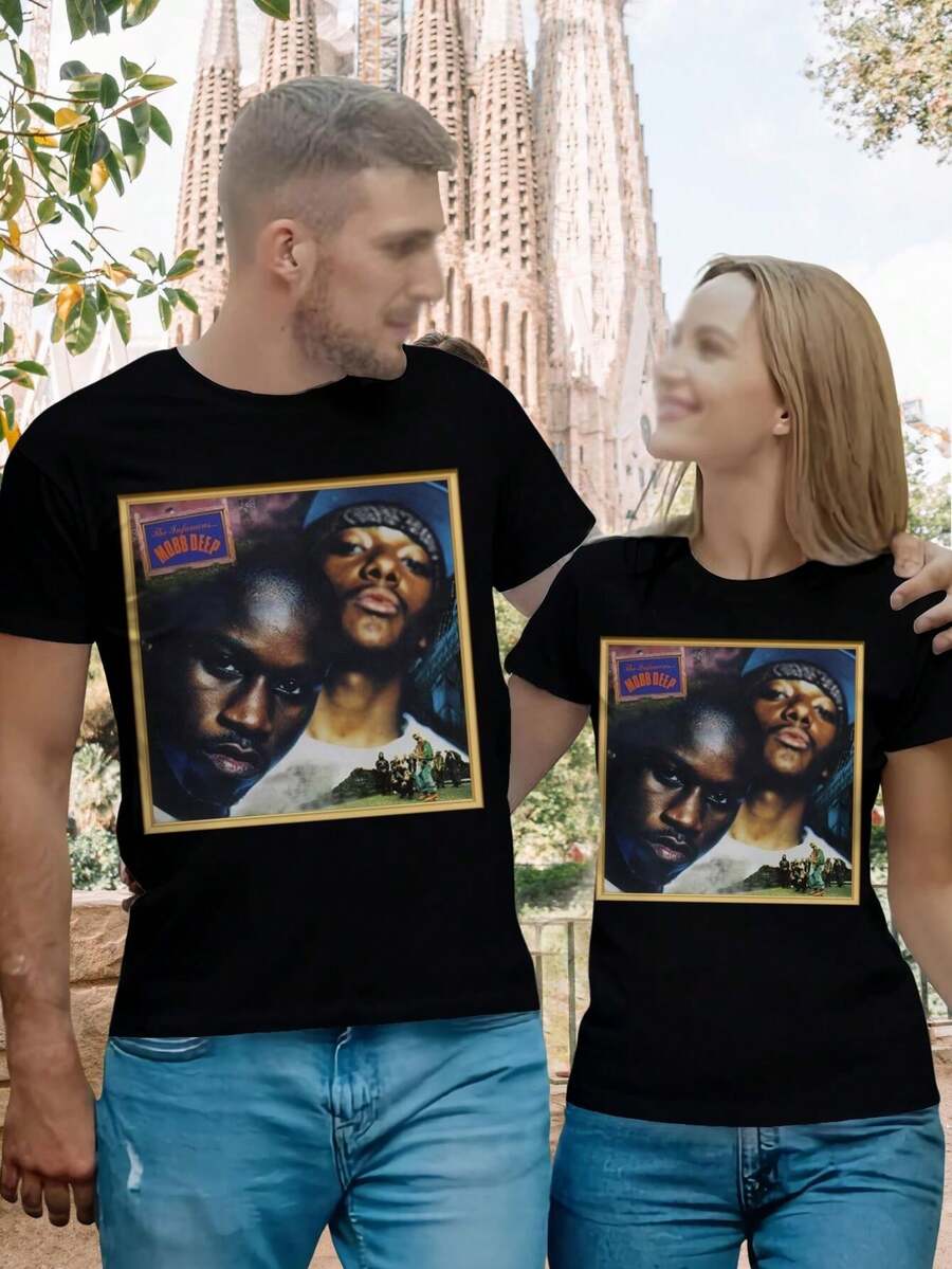 Women's Mobb Deep Vintage Cover T-Shirt - Hip Hop Rap Tee Classic Band Shirt Streetwear Style - Black - View 1