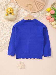 Girls' Solid Color Knitted Lightweight Cardigan, Suitable For Home Wear, Outings Or Eid Al-Adha Gift - Blue - View 8