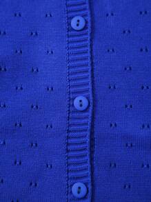 Girls' Solid Color Knitted Lightweight Cardigan, Suitable For Home Wear, Outings Or Eid Al-Adha Gift - Blue - View 6