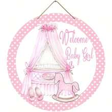 1 pieza Decoración de fiesta para bebé Colgante de madera, Logotipo de bienvenida para revelación de género - Fácil de colgar, Decoración de pared con tema de oso y globos rosas - Perfecto para celebraciones de primer cumpleaños y duchas de adolescentes, Pancarta de feliz cumpleaños