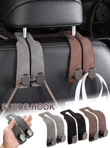 2-In-1 Velvet Car Headrest Hook, Dual Hook Car Wallet Clip, Universal Headrest Hanger Accessories For Car Interior Storage