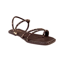 Amizzara Women's Flat Sandals Exclusive Adjustable Shiny Rhinestone Straps Colorful Comfortable Casual - 黑色 - 查看 4