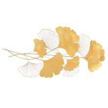 YUNRUX Feuille de Ginkgo à suspendre au mur, décoration murale en métal, art mural moderne, paysage créatif, décoration murale, feuilles de ginkgo en métal, image décorative, décoration d'image en métal