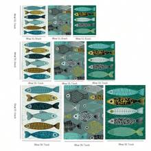 3pcs Modern Abstract Hairtail Fish Animals Canvas Painting,A School Of Fish Art Print Home Decor Posters,Living Room, Bedroom, Cafe, Game Room Wall Arts, No Frame - Black - View 3