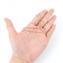 Bộ 2 dây chuyền mặt chữ thập phong cách retro tối giản, dây chuyền hình môi mạ vàng, dây chuyền nhiều lớp bằng thép không gỉ dành cho nữ. - Vàng - Xem 3