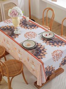 1pc Waterproof Anti-Oil Eid Mubarak Rectangular Tablecloth, Modern Digital Printing Festival Pattern Design For Indoor/Outdoor Dining Table Decoration - Multicolor - View 4