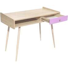 TOPLIVING Escritorio Vintage Escritorio Minimalista de Madera con Cajonera para Oficina o Casa (Rosa) - Rosa - Ver 7