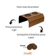 Kit 2 Cup Holder Tray Mat For Sofa Armrest - Camel - Ver 3