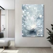 1pc Serene Fairy Rising From For Lotus Blossom Framed Canvas Wall Art - Ethereal High-Definition Print With Wood Frame, Ideal For Bedroom, Living Room, Office Decor
