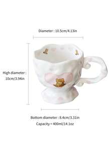 Cốc sứ vẽ tay dễ thương 400ml - Món quà Valentine hoàn hảo cho bạn gái, lựa chọn lý tưởng cho mùa tựu trường. - trắng - Xem 4