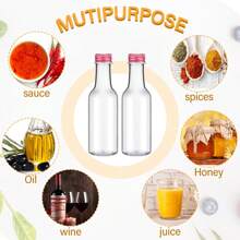 Set de 10/32/2 botellas de vino plásticas vacías decoradas con una cinta roja, con tapa de rosca que no se fuga fácilmente, ligeras y portátiles, se pueden llenar con jugo de frutas/bebidas espirituosas/jengibre/whisky, adecuadas para bodas, fiestas, arte. - Multicolor - Ver 8