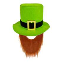 Irish Leprechaun Hat St. Patty's Day Party Favors Deluxe Tall Top Hat Soft Costume Hat With Gold Buckle - 軍綠色 - 查看 1