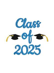 Ensemble de décalcomanies brillantes Classe de 2025 pour la décoration de la fête de remise des diplômes, sticker mural en papier doré et noir pour la fête de remise des diplômes