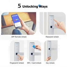 Tropernic Wifi Tuya 门锁智能锁，指纹门锁无钥匙进入门锁智能锁，适用于前门生物识别门锁，带指纹、免费应用程序、共享 Ekey 和 IC 卡（银色）