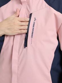 Speed mate Giacca con cappuccio a maniche lunghe a blocchi di colore per donna - Rosa - Visualizzare 3