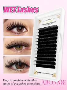 LAKANAKU 12 Rows 0.07mm/0.05mm Manga Wet Lashes Eyelashes Extensions C Curl Matte Black Wet Look Eyelashes Wet Lashes Cosplay Eyelash Extensions 0.07mm Mink Wet Look Lashes Extension Manga Wispy Premade Russian A Shape Natural Eyelashes