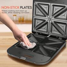 Aigostar 4 Slice Sandwich Toaster,  Toastie Grill With Non-Stick Hot Plates, Automatic Temperature Control For Toasted Cheese Snacks, Black - Dylan - UK Plug(220-240V) - View 3