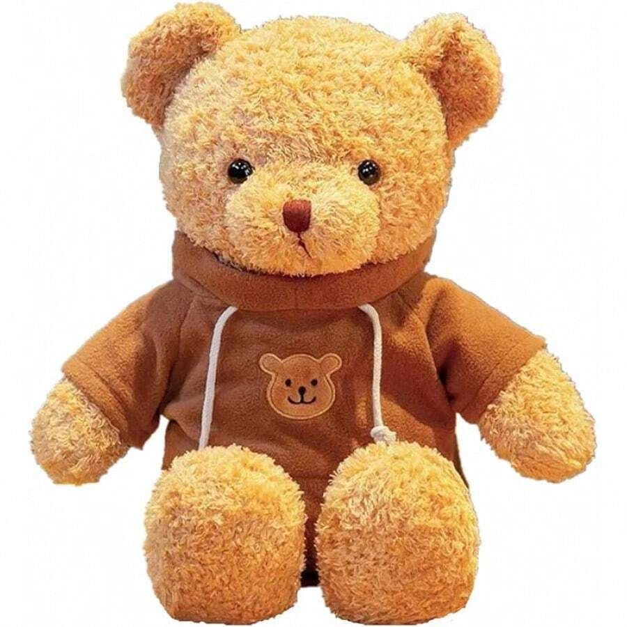 11.8 Inches Teddy Bear Stuffed Animals Soft Plush Cute Teddy Bear With Hoodie Boys Girls (Brown) - 棕色 - 查看 1