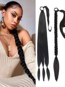 1 件长辫子马尾接发带头带直发接发马尾自然柔软合成假发女士日常佩戴 22 英寸 30 英寸 40 英寸日常颜色