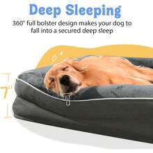 Washable Orthopedic Large Dog Bed - Dog Beds Large Sized Dogs With Removable Cover Waterproof Pet Bed With Bolster For Extra Large Pet - Dark Grey - View 3