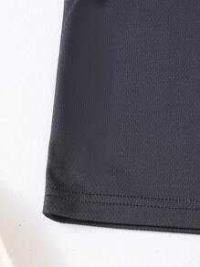 2pcs Boys' Casual Numeric Print Sports Set - Top And Shorts, Spring/Summer - Black - View 6