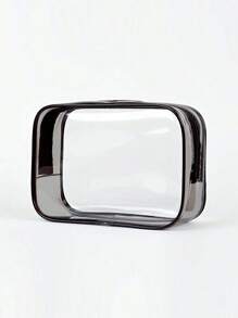 1pc Minimalist Clear Customized Name Cosmetic Makeup Bag For Home & Travel - Pink - View 4