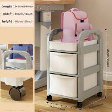1pc 2/3/4层手推车收纳架 书包收纳架 学生课桌下移动书架 家用多层收纳架 宿舍手推车收纳架 家庭厨房移动收纳架 多层手推车收纳架组装方便，带活动轮胎可做多功能收纳柜、轮胎挂钩、厨房蔬菜、浴室衣物、学习书籍、客厅零食等收纳。