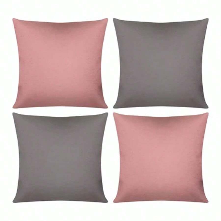 Kit 04 Plain 40X40 Cushion Covers With Zipper - Pink and Gray - View 1