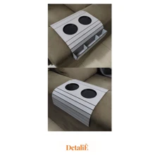 Kit 2 Cup Holder Tray And Control Holder Mat For Sofa Armrest - 灰色 - 查看 4