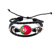 1 pieza Brazalete de cuerda de piel sintética (PU) con patrón de banderas de diferentes países - Pulsera - Ver 8