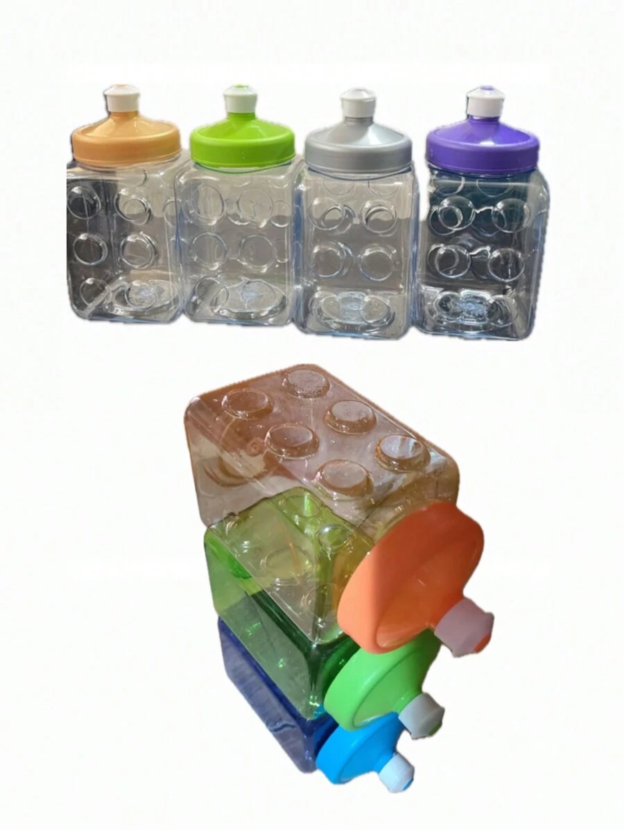 10 Vaso Tipo Bloque Tapa Chupon, 500ml Fiestas Regalo Bautizos Cumpleaños Apilables - Multicolor - Ver 1