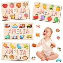 Customized Personalized Name Puzzle Board, Easter Gift, Name Puzzle, First Birthday Gift, Unique Name Puzzle Board, Educational Toys For Baby Boy Or Girl, 3D Letter Puzzle Toy, Custom Baby Name - Multicolor - View 3