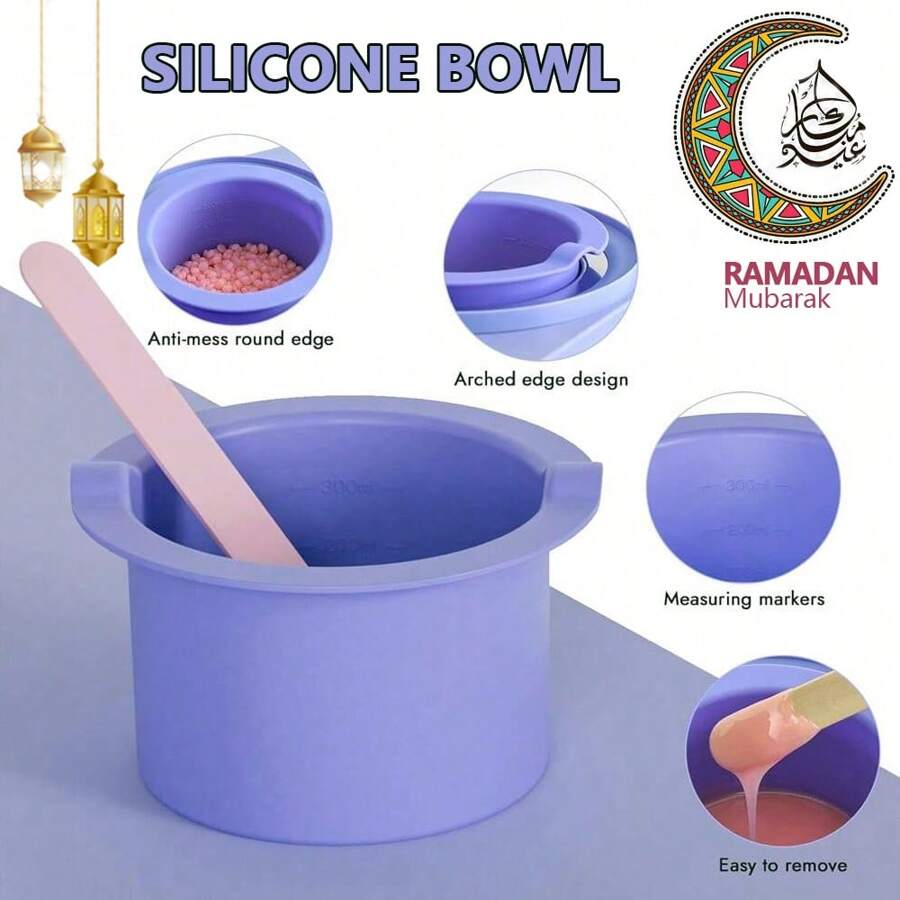 Silicone Wax Warmer Inner Bowl (Purple),Collapsible Silicone Wax Bowl For Hair Removal, Reusable Non-Stick Wax Pot Liner Easy-Clean Silicone Wax Melter Bowl For Melting Wax(Wax Spatula Sticks Not Included)