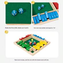 Classic Desktop Version Pub Board Game Gift Pack Wooden Board Table Math Game Close Box Dice Game Adult - Multicolor - View 3