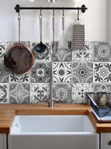 SUPSTICKER 1 Roll Moroccan Style Peel And Stick Wallpaper, Water/Oil Resistant, Heat Resistant, Removable Decal Sticker For Kitchen, Living Room, Bedroom, Bathroom Remodel Gifts Birthday Graduation Wall Paper Wall Stickers Room Decor Wall Decor Wall Sticker Kitchen Decor - Multicolor - View 6